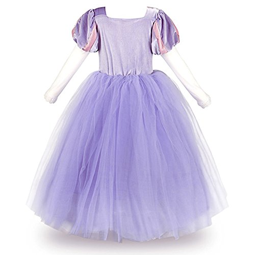 OwlFay Vestido Princesa Disfraz de Rapunzel para niña Carnaval Traje Infantil Fairy Tales Disfraces para Halloween Navidad Cosplay Vestidos de Fiesta de cumpleaños para Niñas 7-8 años