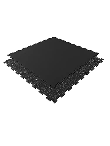 Pack losetas de Caucho Puzzle para gimnasios 98,5 x 98,5 cm x 4 mm Grosor, Suelo Gimnasio para Entrenamiento, Suelo Puzzle Bebe, loseta Caucho SBR (Negro con EPDM Blanco, 7 Unidades (6,79 m²))