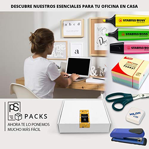 Pack Material Oficina - PS BASICS OFFICE (PLUS) - Kit de material Oficina: Subrayadores, Bolígrafos, Corrector Tipp-ex, Cinta Adhesiva, Tijeras, Grapadora. Productos de Papeleria al Mejor Precio