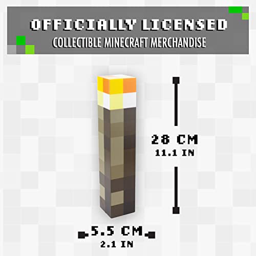 Paladone Luz de la antorcha de Minecraft, 2 modos de luz, 2 modos de uso, funciona con pilas