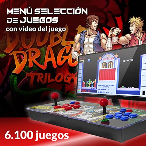 Pandora Box 3D, (6.100 Juegos incluidos) Retro Consola Maquina recreativa Arcade Video, Ultimo modelo 2022, Versiones Originales Juegos retro, incluye juegos 2D y 3D, Mame, Neogeo, 2 joysticks