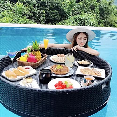 PANJAZE Bandejas de sirviendo flotantes Barra de mesa redonda, bandeja flotante, flotadores de piscina, para barras de arena, spas, baño y fiestas |Bandeja flotante para piscina Sirviendo bebidas, bru