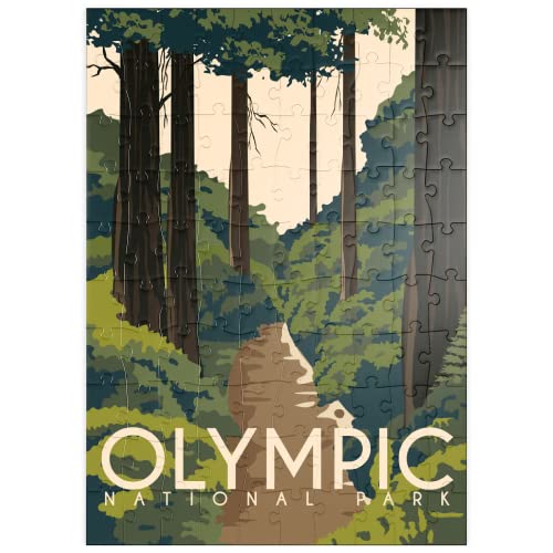 Parque Nacional Olímpico, Washington, EE.UU, Póster Vintage De Estilo Art Deco, Ilustración - Premium 100 Piezas Puzzles - Colección Especial MyPuzzle de Puzzle Galaxy