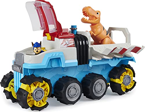 Patrulla Canina - Coche Dino PATROLLER - Autobus Patrulla Canina Dino Motorizado con 1 Figura Exclusiva de Chase, 1 Figura de T.Rex y 2 Proyectiles - 6058905 - Juguetes Niños 3 Años +