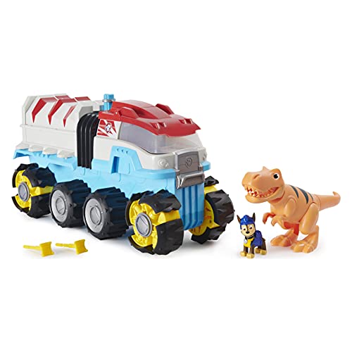 Patrulla Canina - Coche Dino PATROLLER - Autobus Patrulla Canina Dino Motorizado con 1 Figura Exclusiva de Chase, 1 Figura de T.Rex y 2 Proyectiles - 6058905 - Juguetes Niños 3 Años +