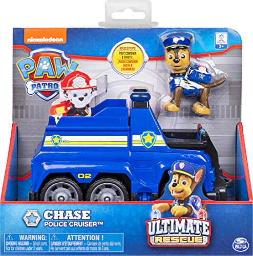 PAW Patrol Ultimate Rescue, el último Crucero de policía de Rescate de Chase con Asiento de elevación y Barricada Plegable, para Edades de 3 años en adelante