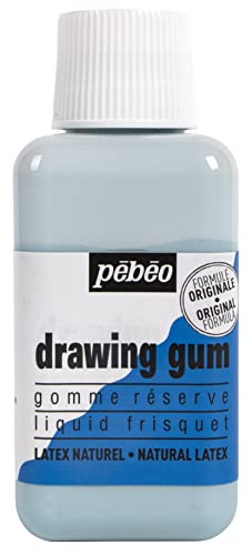 Pebeo - Goma de Dibujo - Goma de Reserva para Tinta, Acuarela, Gouache - Frasco de 250ml, Azulado