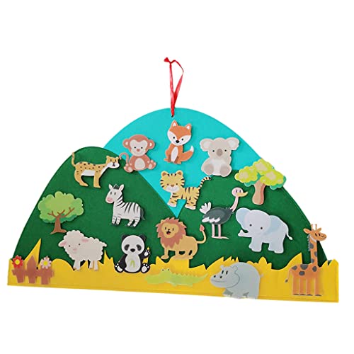 perfeclan Juego de Historia de Tablero de Fieltro con Animales, Juego de Aprendizaje Temprano de Franela con Ganchos, Regalo para Colgar en Pared - Pradera