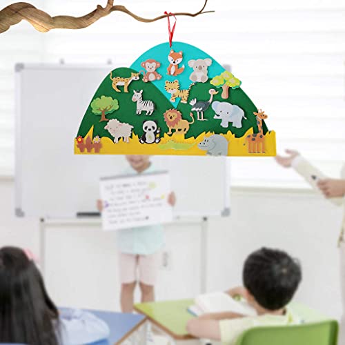 perfeclan Juego de Historia de Tablero de Fieltro con Animales, Juego de Aprendizaje Temprano de Franela con Ganchos, Regalo para Colgar en Pared - Pradera