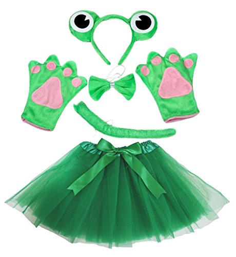 petitebelle Grenouille Costume Bandeau Noeud Papillon Queue Gants Vert Tutu Set pour Lady - vert - Taille unique