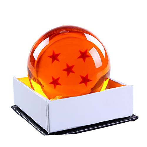 PHY Dragon Ball Z 7.6CM Bolas del Dragón Estrellas con Caja de Regalo Bola de Cristal Transparente Juguetes y Juegos Decoración Adornos Coleccionables para Niños Fans del Anime de DBZ Star 5-7.6cm