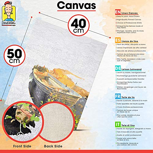 Pintar por numeros Adultos Paisajes Playa – Cuadros para Pintar por números con Pinceles y Colores Brillantes - Lienzos para Pintar con Dibujo – Sin Marco