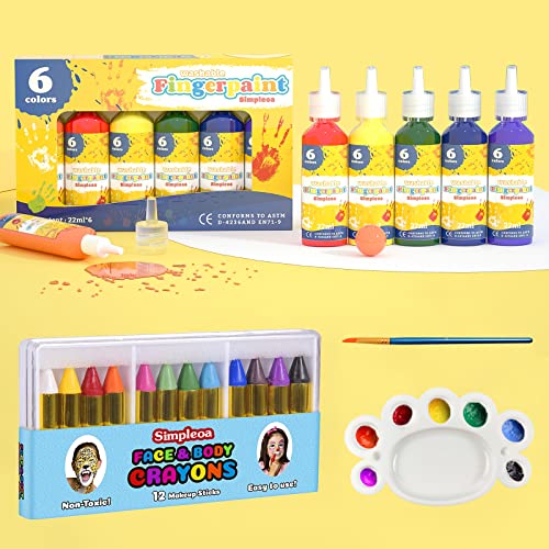 Pinturas para dedos lavables para niños, pintura no tóxica y bombas de baño, pintura para niños juguetes de prejardín de infantes, regalos para cumpleaños de niños, Halloween, Navidad