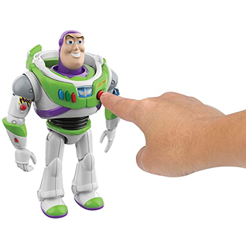 Pixar Interactables Buzz Lightyear parlanchín, habla con otros muñecos, figura de juguete con sonidos (Mattel HBK96)