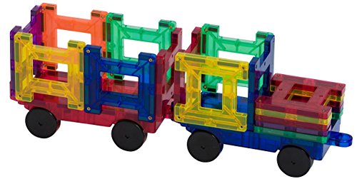 Playmags 2 Juego de Piezas de Coches: Más Fuerte fichas magnéticas y Bloques - Super Durable con Vivid Borrar Color de los Azulejos - Stem Juguetes para los niños. (Los Colores Pueden Variar)