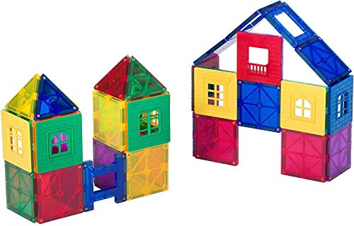 Playmags 50Pcs 3D Bloques magnéticos para Niños - Aprender Formas, Colores, y del Alfabeto - Stem magnéticos Juguetes Desarrollar Habilidades de Motor y Creatividad