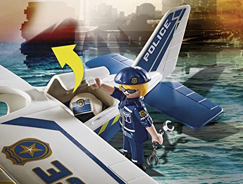 PLAYMOBIL City Action 70779 Policía Hidroavión: persecución de contrabandista, Flotante, Juguetes para niños a partir de de 5 años