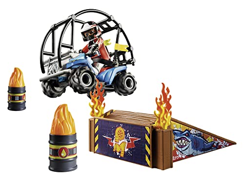 PLAYMOBIL Stuntshow 70820 Starter Pack Stuntshow Quad con rampa de fuego, Juguetes para niños a partir de 4 años