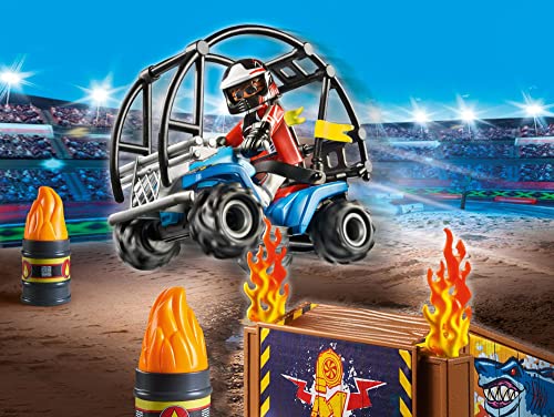 PLAYMOBIL Stuntshow 70820 Starter Pack Stuntshow Quad con rampa de fuego, Juguetes para niños a partir de 4 años