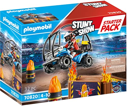 PLAYMOBIL Stuntshow 70820 Starter Pack Stuntshow Quad con rampa de fuego, Juguetes para niños a partir de 4 años