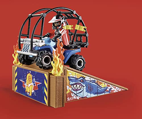 PLAYMOBIL Stuntshow 70820 Starter Pack Stuntshow Quad con rampa de fuego, Juguetes para niños a partir de 4 años