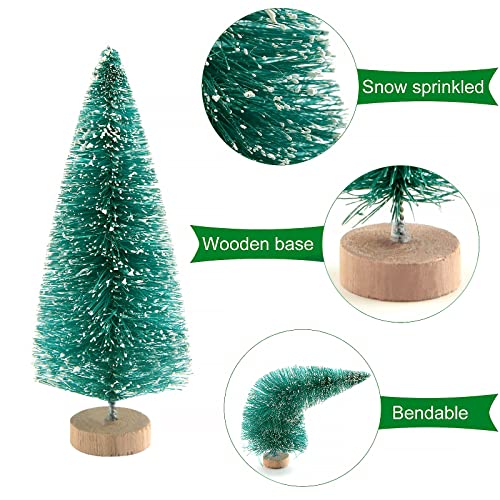 PLULON 30 Piezas Mini árboles Navidad, Juego Figuras Animales del Bosque, Cepillo Botella, árboles, sisal, Nieve, Escarcha, árboles, Diorama, y Figuras Animales del Bosque, Adornos para Tartas