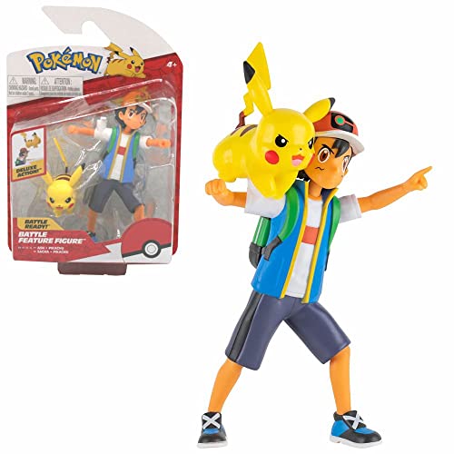 Pokemon Selección Battle Feature Figures Figura de Acción móvil de Lujo, Figuras del Juego:Ash & Pikachu