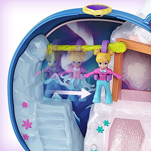 Polly Pocket Cofre en forma de Narval con Lila, muñecas y trineo con perrito (Mattel GKJ52)