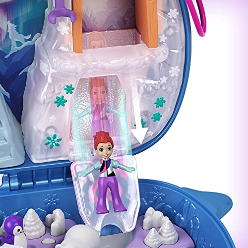 Polly Pocket Cofre en forma de Narval con Lila, muñecas y trineo con perrito (Mattel GKJ52)