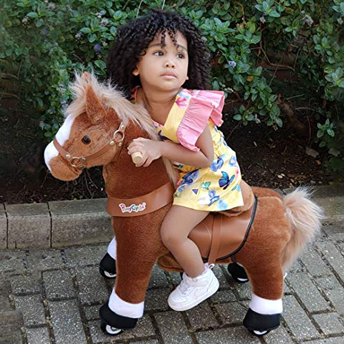 PonyCycle Oficial Clásico U Serie Caballo de Peluche Cabalgable Caballo Marrón para Edades de 4 a 9 Talla Mediana U424