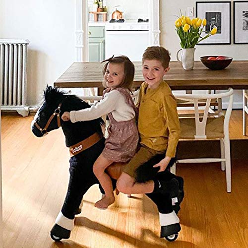 PonyCycle Oficial Clásico U Serie Caballo de Peluche Cabalgable Caballo Negro para Edades de 4 a 9 Talla Mediana U426