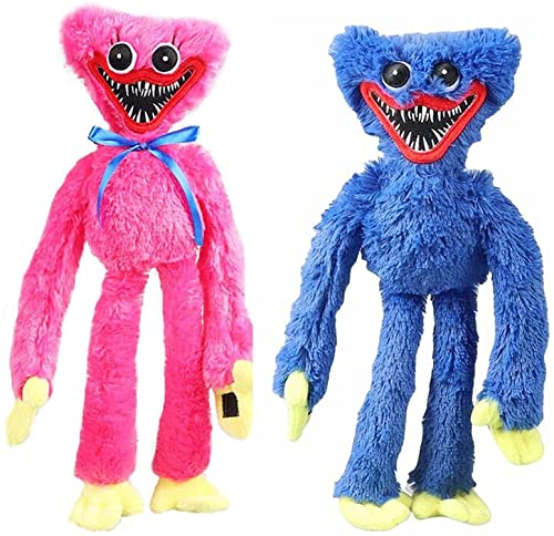 Poppy Playtime Huggy Wuggy New Game Plushie 40CM Plush Doll Blue Toy, Monster Horror Plush Monster Toy,Scary and Funny Blue Sausage Monster Horror Doll for Game Fan's Birthday (Blue+Pink)