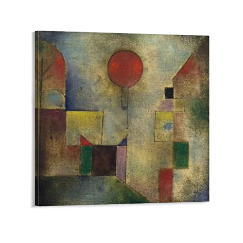 Póster cubista abstracto de Paul Klee con globo rojo retro de 40 x 40 cm