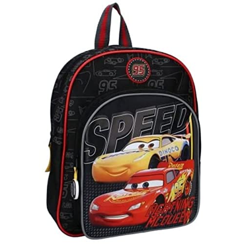 PRET - Mochila Cars - Disney - Negro - Niño - Escuela - Primaria - Maternelle - Guardería - Guardería - Mochila - Talla 30 cm - Tirantes ajustables