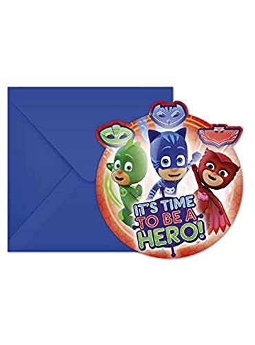 Procos - Invitaciones moldeadas Super Pigiamini-PJ Masks, multicolor, 5PR88635