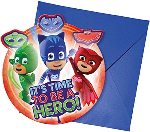 Procos - Invitaciones moldeadas Super Pigiamini-PJ Masks, multicolor, 5PR88635