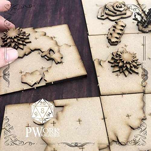 Pwork Wargames The Desert (El Desierto) - 3D Tactical maps RPG Fantasy Dungeon Tiles - Mapas tácticos 3D modulares de MDF 3 mm