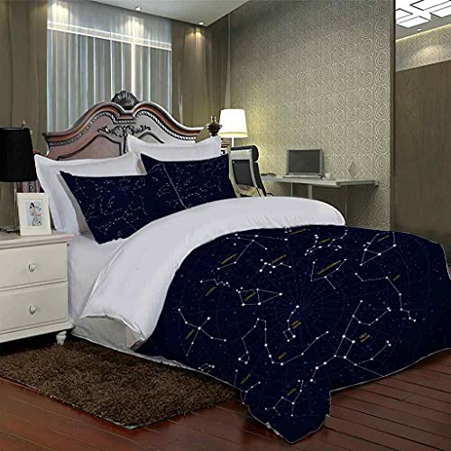 QZDUCN Fundas Nordicas Infantiles Niños Y Niñas Super Suave Comodo Impresión Impresión De Planeta Azul Ropa De Cama Incluye 1 Funda De Edredón Y 2 Fundas De Almohada 155x220cm ( para Cama 90/105)