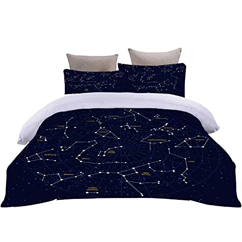 QZDUCN Fundas Nordicas Infantiles Niños Y Niñas Super Suave Comodo Impresión Impresión De Planeta Azul Ropa De Cama Incluye 1 Funda De Edredón Y 2 Fundas De Almohada 155x220cm ( para Cama 90/105)