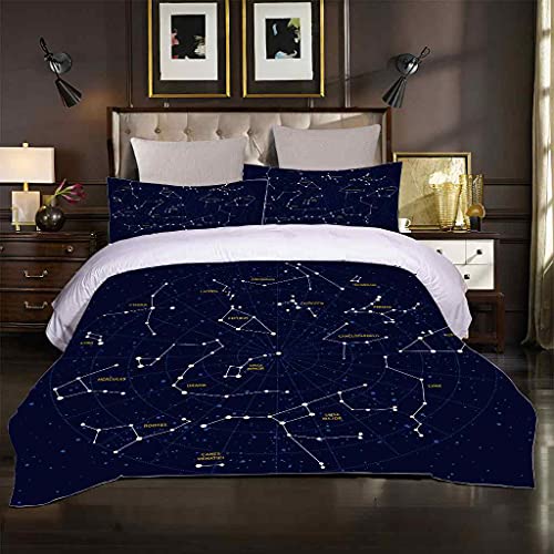 QZDUCN Fundas Nordicas Infantiles Niños Y Niñas Super Suave Comodo Impresión Impresión De Planeta Azul Ropa De Cama Incluye 1 Funda De Edredón Y 2 Fundas De Almohada 155x220cm ( para Cama 90/105)