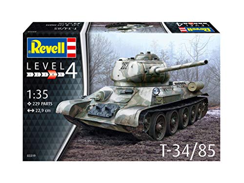 Revell - 03319 T-34/85 Tanque Ruso Kit de Modelo, Escala 1:35