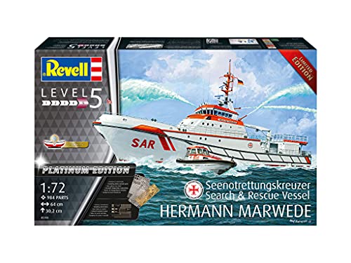 Revell 05198 Search & Rescue Vessel Hermann MARWEDE Platinum Edition Model Kit 1:72 Scale 05198-Kit de maqueta de búsqueda y Rescate Escala