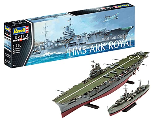 Revell Maqueta de HMS Ark Royal & Tribal Class Destroyer, Kit Modello, Escala 1:720 (5149) (05149), Royal: 34,3 cm 15,9 cm de Largo