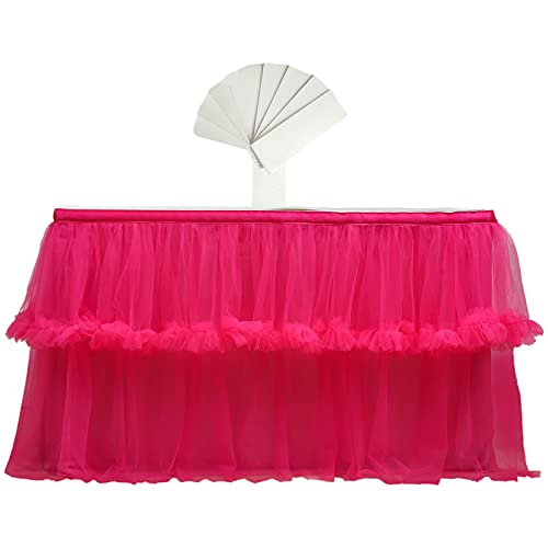 rismart Falda de Mesa Tul Tutú Faldón Tela para Decorar Mesas Cereza,76 H x L 450 cm