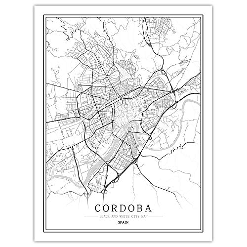 Rompecabezas De 1000 Piezas,Rompecabezas De Madera De La Ciudad De Córdoba, España, Tablero De Rompecabezas De Mapa Clásico En Blanco Y Negro, Rompecabezas Premium Imposibles, Juguetes De Habilida