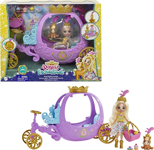 Royal Enchantimals Muñeca pony con carruaje real, mascota y accesorios de juguete, Multicolor (Mattel GYJ16)