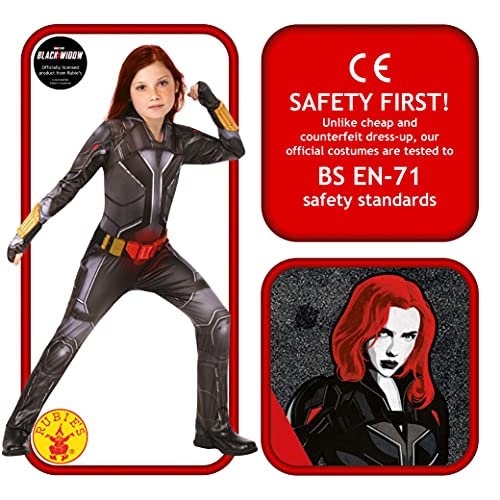 Rubies 702062_S Disfraz oficial de Marvel Studios Widow Movie Deluxe para niños, 3-4 años, negro, dorado, rojo, S