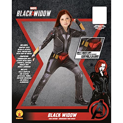 Rubies 702062_S Disfraz oficial de Marvel Studios Widow Movie Deluxe para niños, 3-4 años, negro, dorado, rojo, S