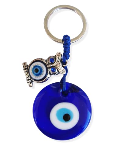 SabelAX - Ojo Turco Llavero - Amuleto Mal de Ojo - Amuletos de la Suerte y Proteccion - Llaveros Originales - Llaveros Mujer y Hombre - Llavero Coche, Casa Nueva (Buho)