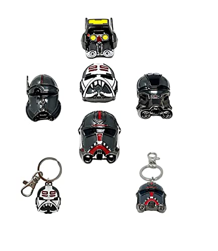 SalesOne International, LLC Bad Batch 3D Metal Pin Combo Set (5 x 3D Helmet Pins) & 3D HUNTER Keychain + FREE 3D WRECKER Keychain